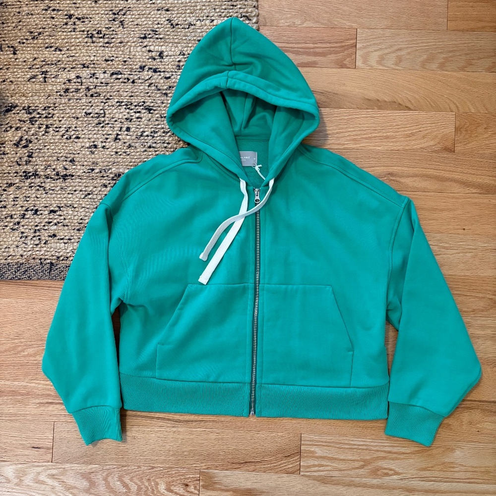 Everlane mint green track zip cotton hoodie NWT